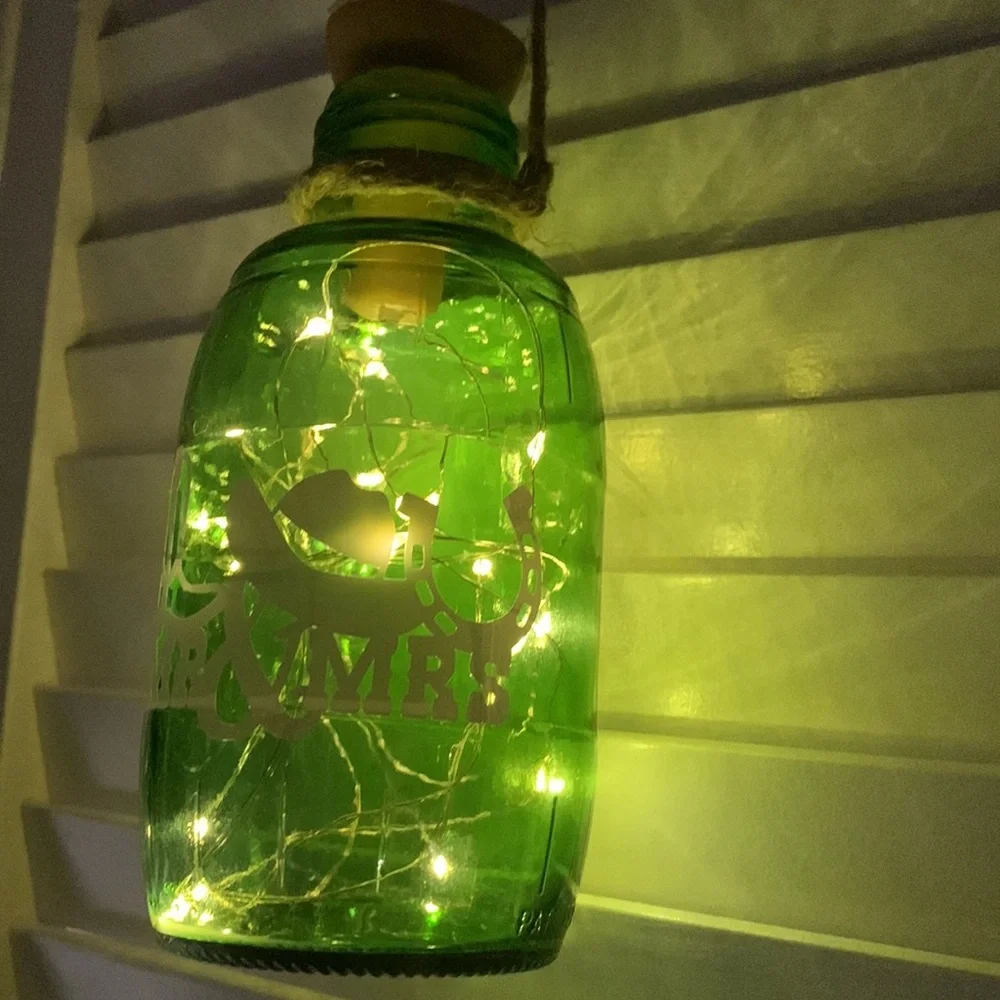 Hand Crafted- ‘Mr & Mrs’ Country Green Barrel Lantern